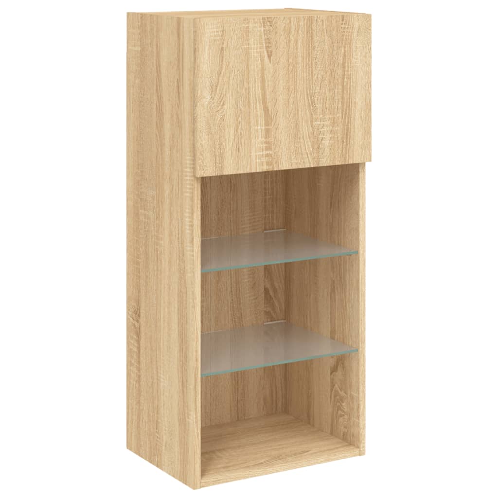 5-delige Tv-wandmeubelset met LED bewerkt hout sonoma eiken is nu te koop bij PeponiXL, paradijselijk wonen!
