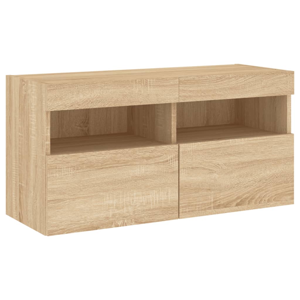 5-delige Tv-wandmeubelset met LED bewerkt hout sonoma eiken is nu te koop bij PeponiXL, paradijselijk wonen!