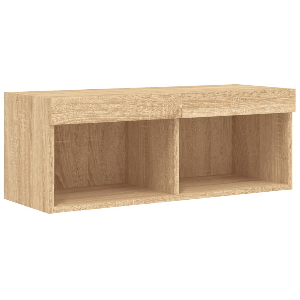 8-delige Tv-wandmeubelset met LED-verlichting sonoma eikenkleur is nu te koop bij PeponiXL, paradijselijk wonen!