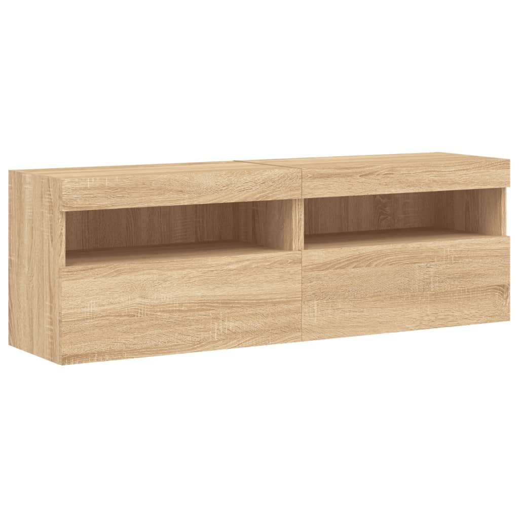8-delige Tv-wandmeubelset met LED-verlichting sonoma eikenkleur is nu te koop bij PeponiXL, paradijselijk wonen!