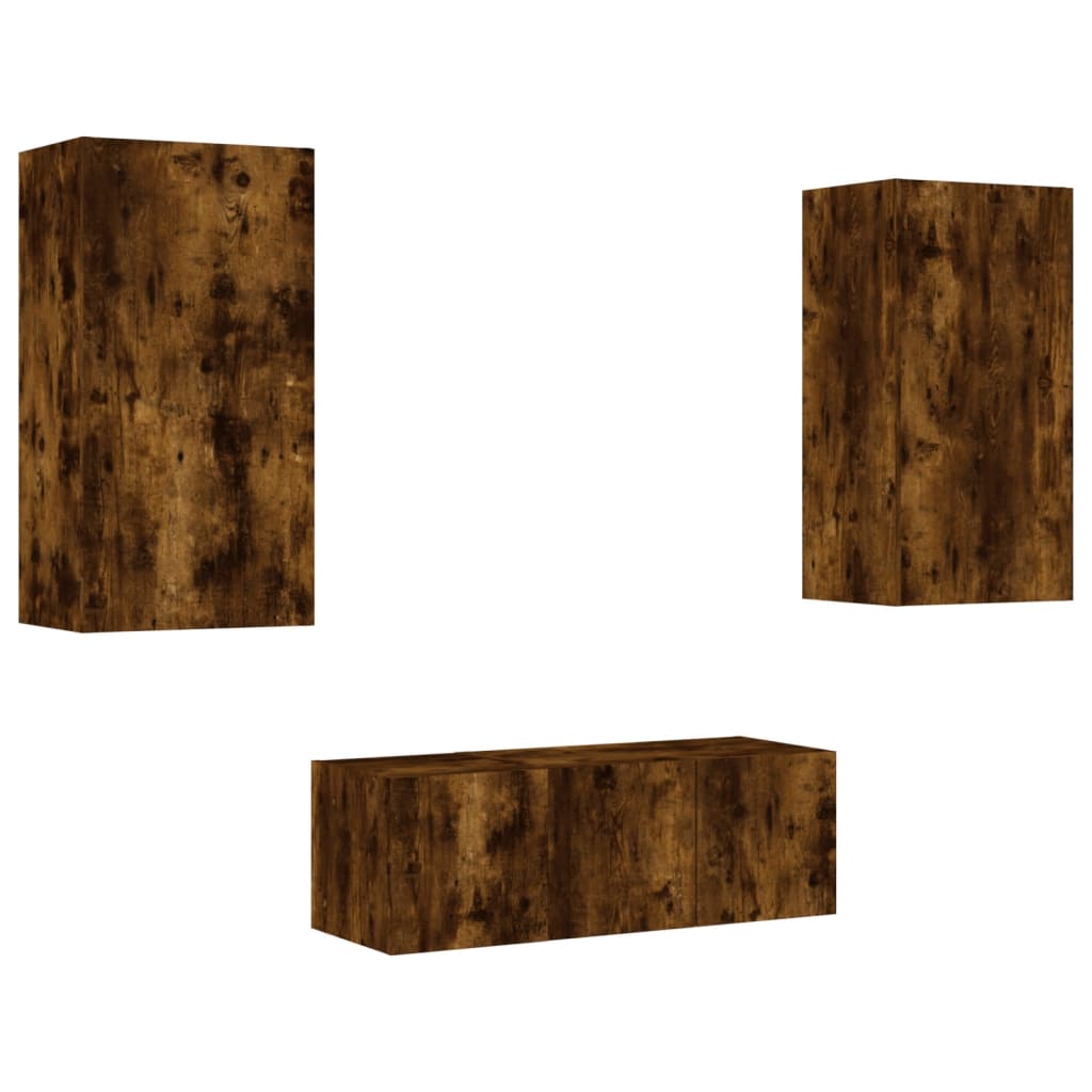 8-delige tv-wandmeubelset met LED bewerkt hout gerookt eiken is nu te koop bij PeponiXL, paradijselijk wonen!