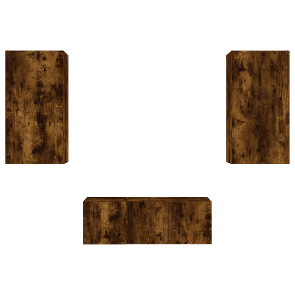 8-delige tv-wandmeubelset met LED bewerkt hout gerookt eiken is nu te koop bij PeponiXL, paradijselijk wonen!