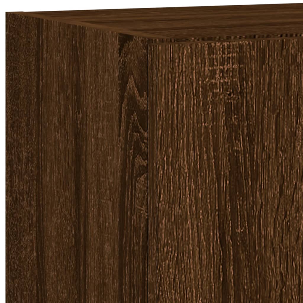 5-delige Tv-wandmeubelset met LED bewerkt hout bruineikenkleur is nu te koop bij PeponiXL, paradijselijk wonen!