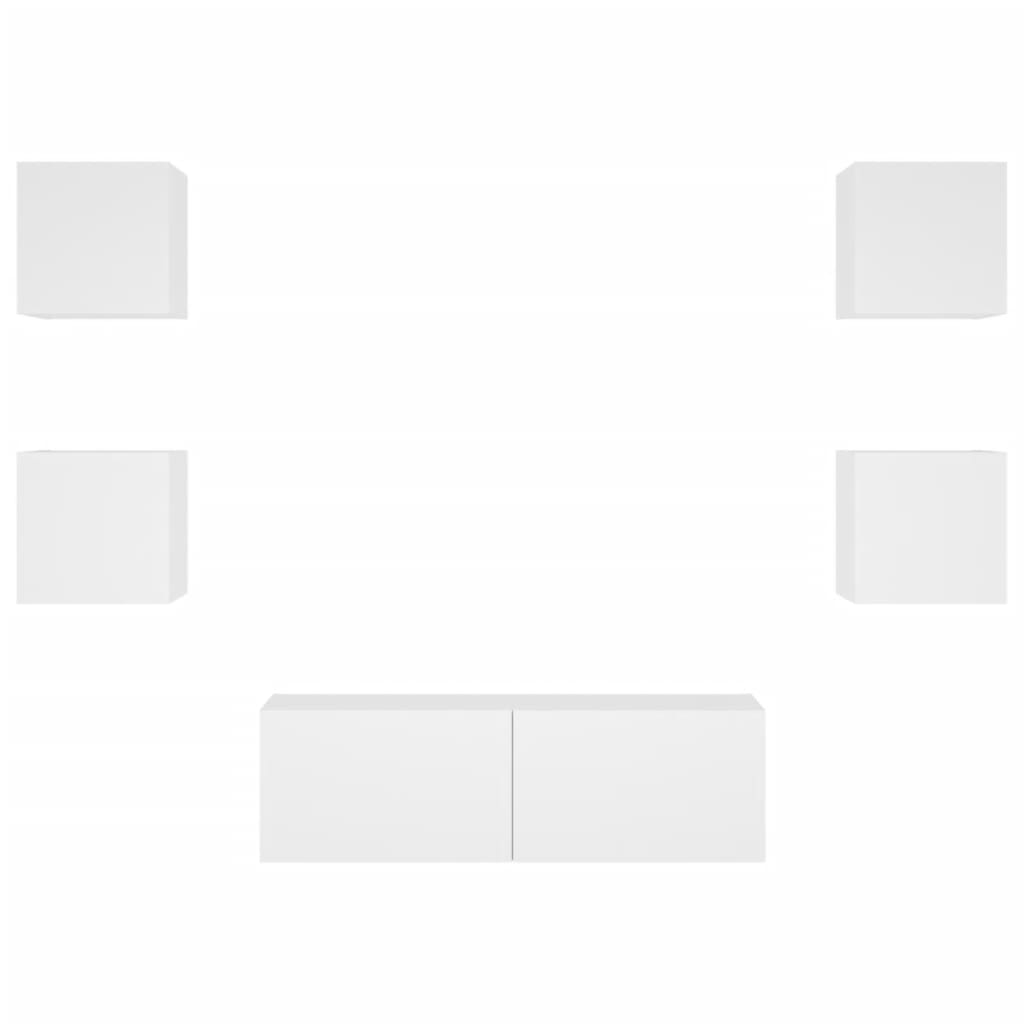 5-delige tv-wandmeubelset met LED-verlichting wit is nu te koop bij PeponiXL, paradijselijk wonen!