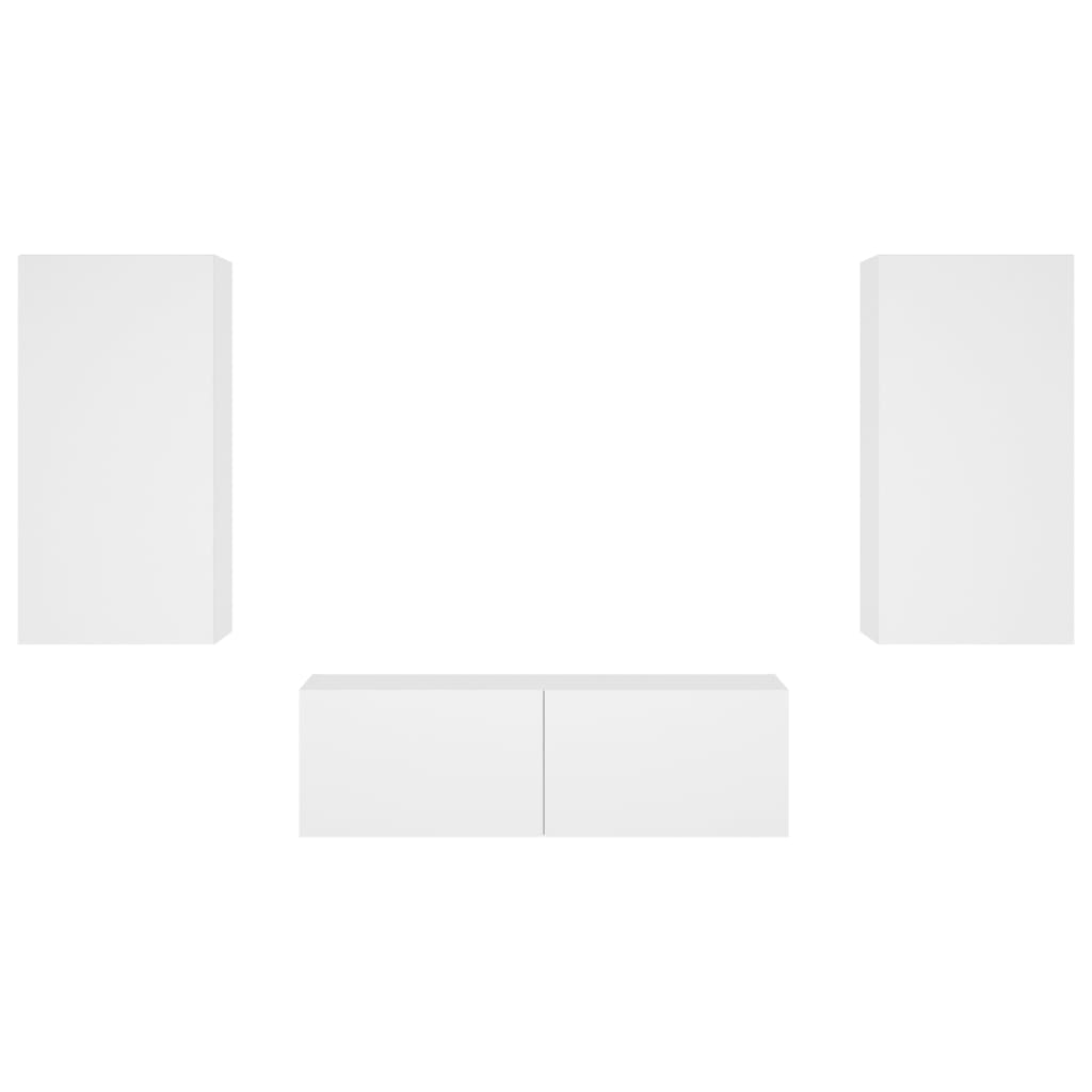 3-delige tv-wandmeubelset met LED-verlichting wit is nu te koop bij PeponiXL, paradijselijk wonen!