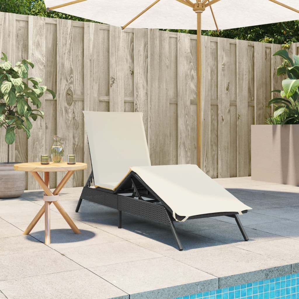 Ligbed met kussen poly rattan zwart is nu te koop bij PeponiXL, paradijselijk wonen!