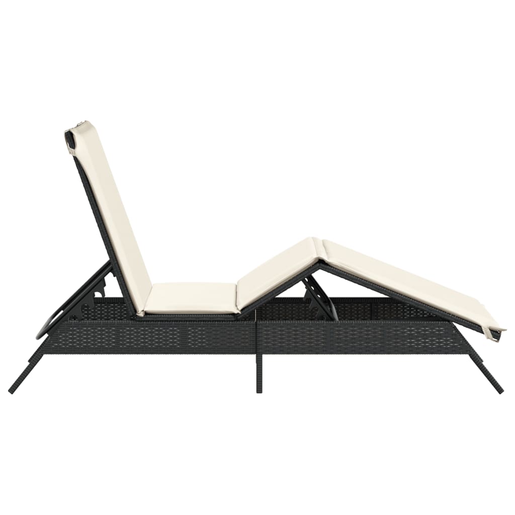 Ligbed met kussen poly rattan zwart is nu te koop bij PeponiXL, paradijselijk wonen!