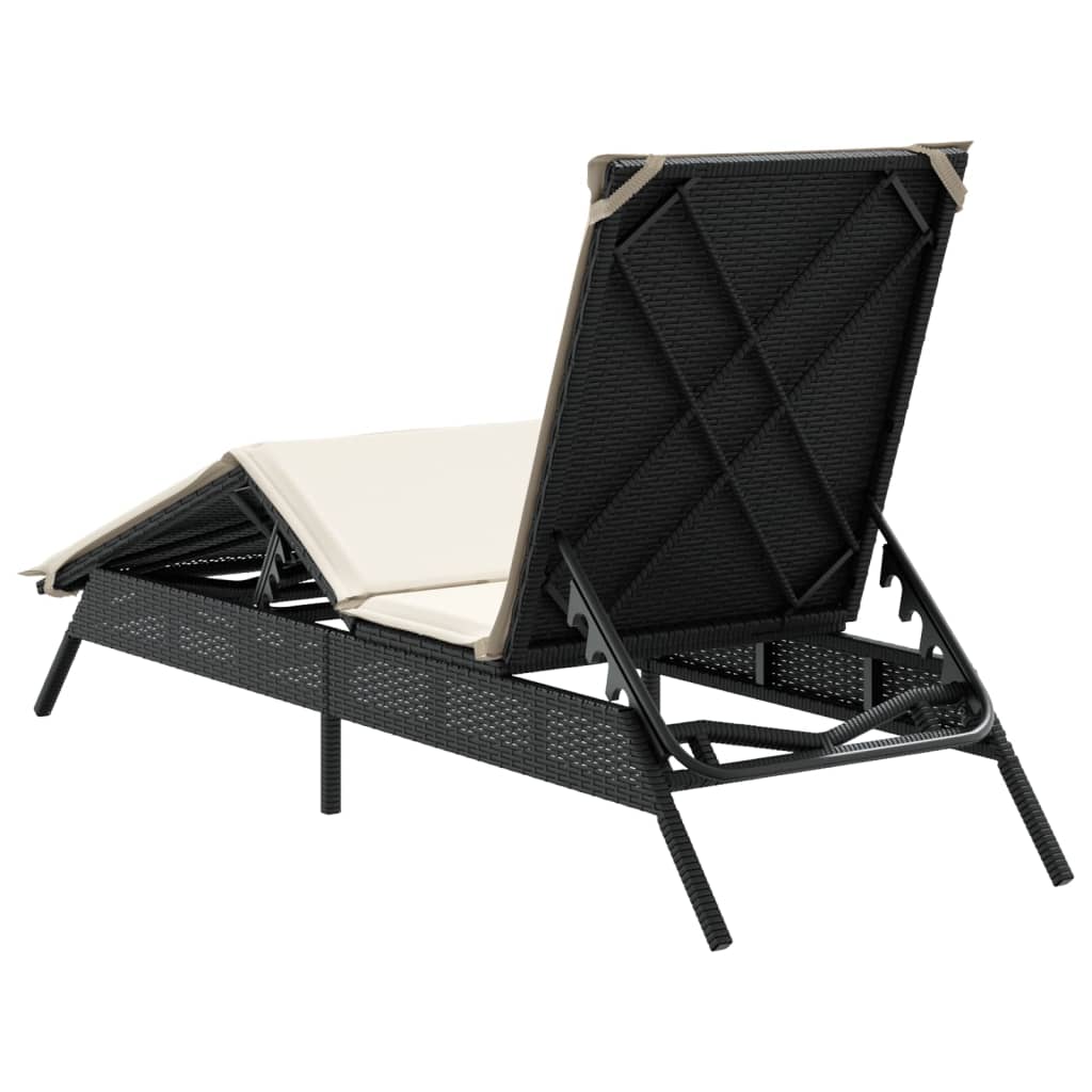 Ligbed met kussen poly rattan zwart is nu te koop bij PeponiXL, paradijselijk wonen!