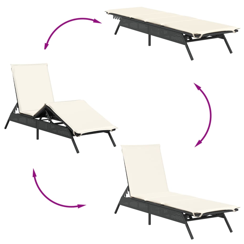 Ligbed met kussen poly rattan zwart is nu te koop bij PeponiXL, paradijselijk wonen!