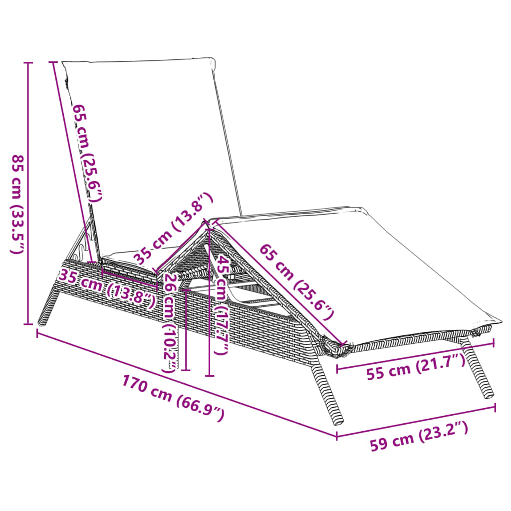 Ligbed met kussen poly rattan zwart is nu te koop bij PeponiXL, paradijselijk wonen!