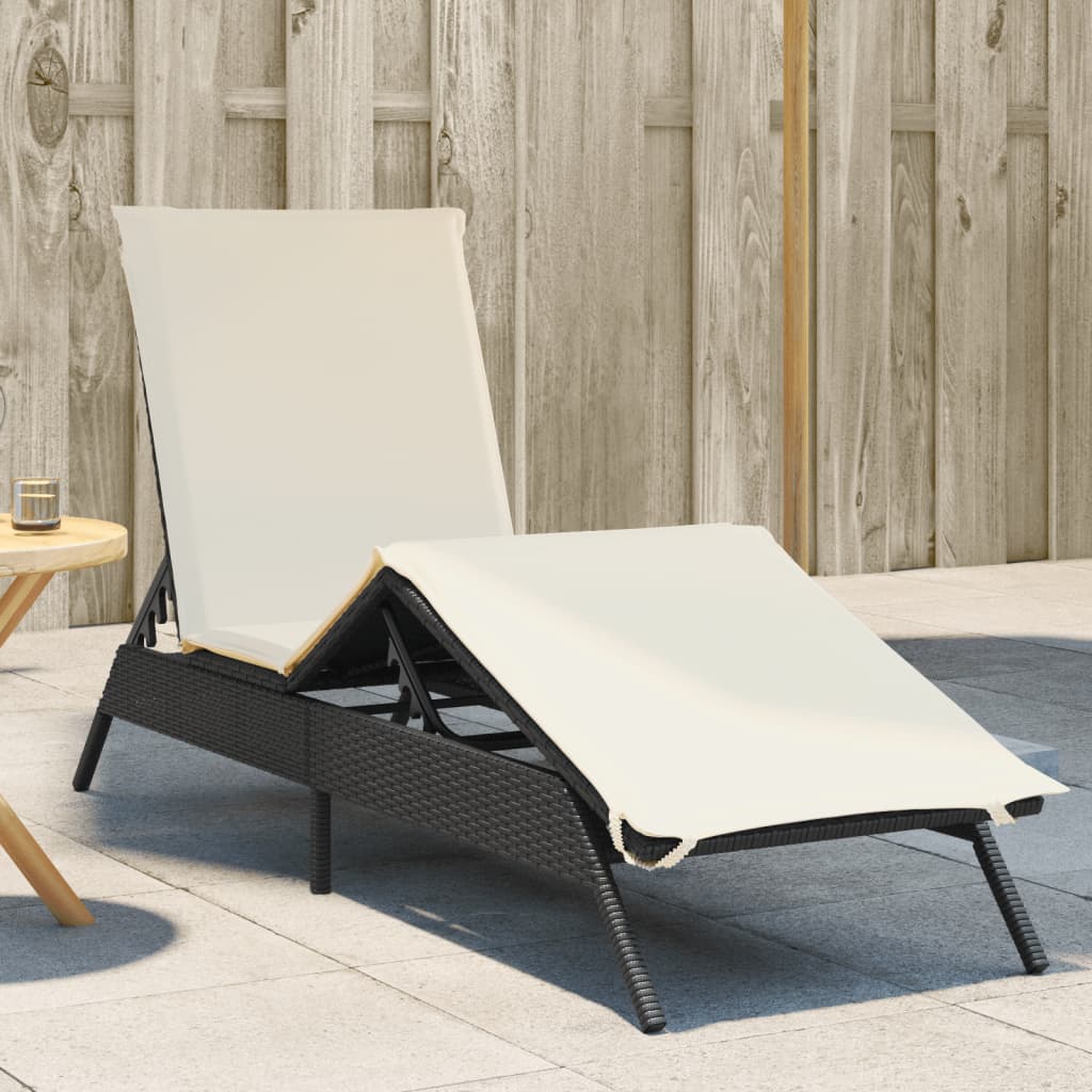 Ligbed met kussen poly rattan zwart is nu te koop bij PeponiXL, paradijselijk wonen!