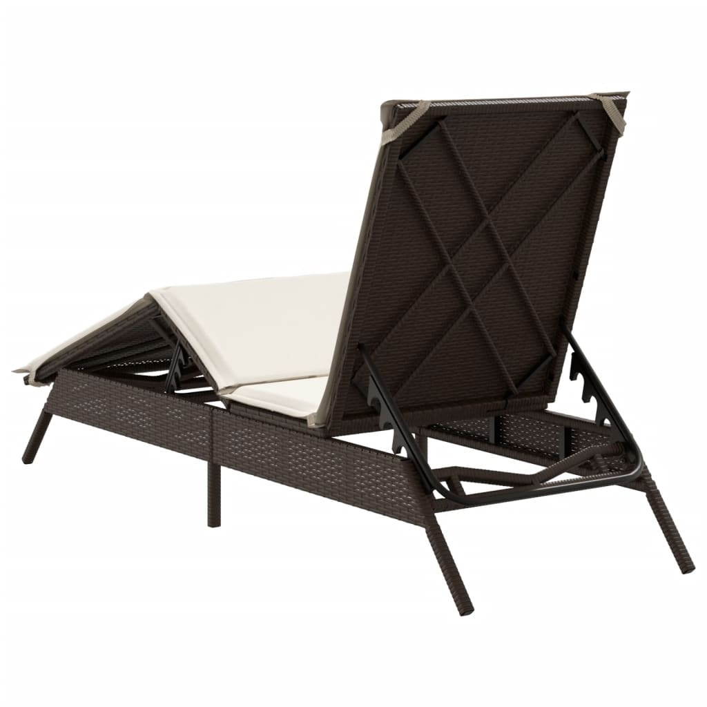 Ligbed met kussen poly rattan bruin is nu te koop bij PeponiXL, paradijselijk wonen!