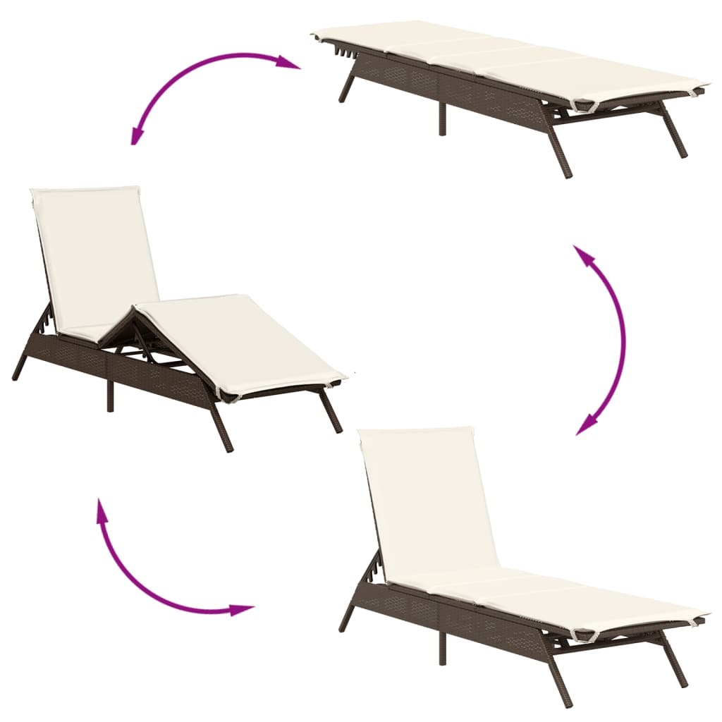 Ligbed met kussen poly rattan bruin is nu te koop bij PeponiXL, paradijselijk wonen!