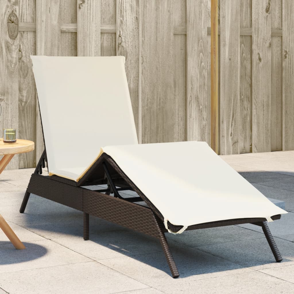 Ligbed met kussen poly rattan bruin is nu te koop bij PeponiXL, paradijselijk wonen!