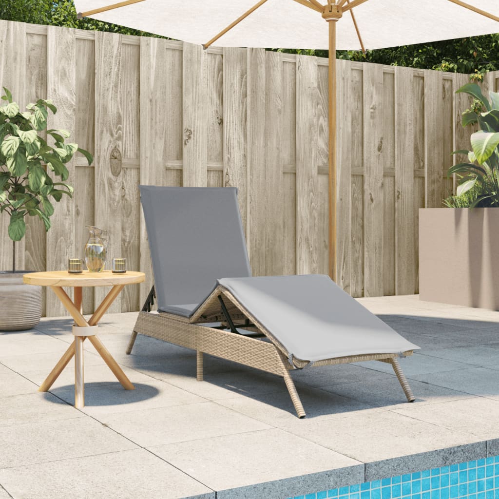Ligbed met kussen poly rattan beige is nu te koop bij PeponiXL, paradijselijk wonen!