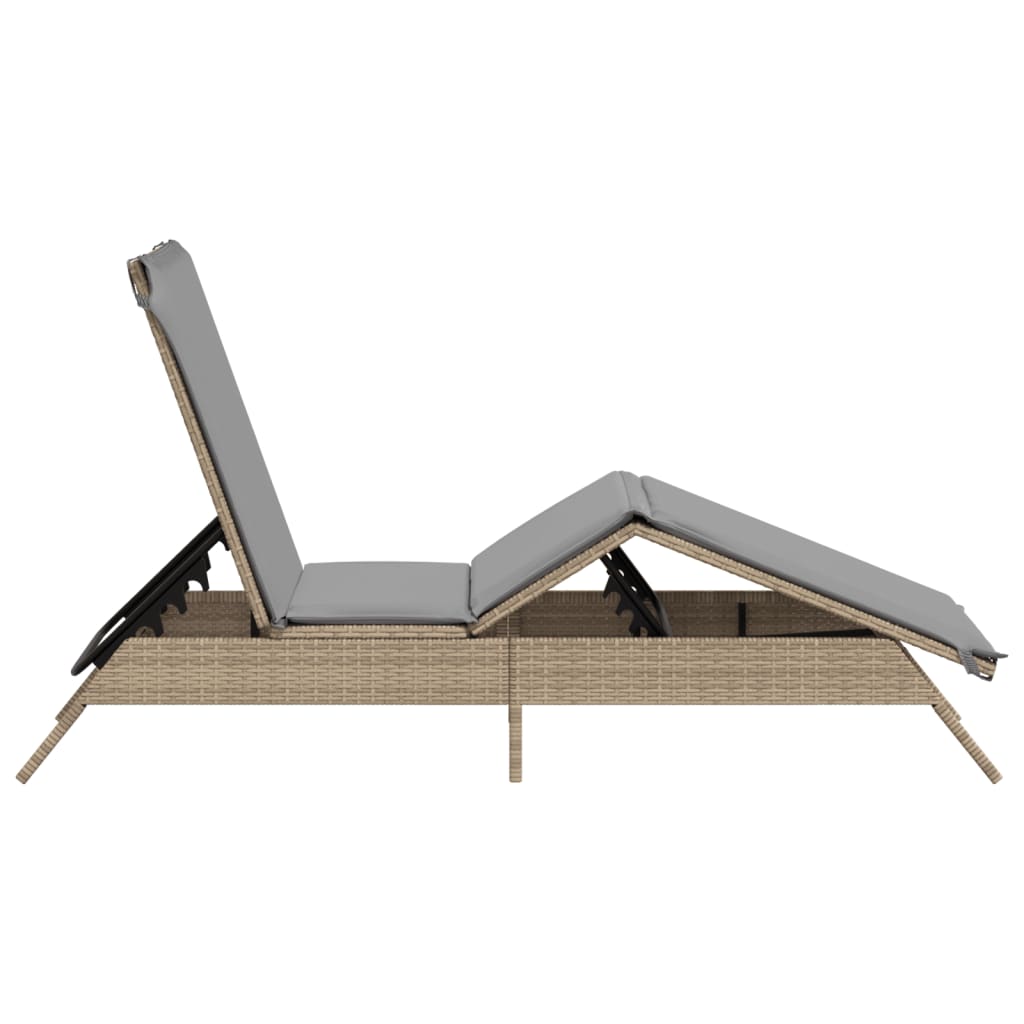 Ligbed met kussen poly rattan beige is nu te koop bij PeponiXL, paradijselijk wonen!