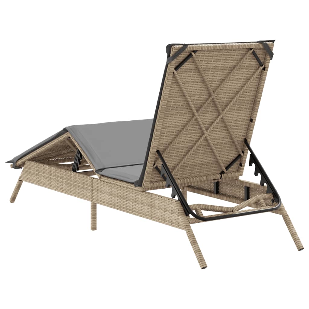 Ligbed met kussen poly rattan beige is nu te koop bij PeponiXL, paradijselijk wonen!