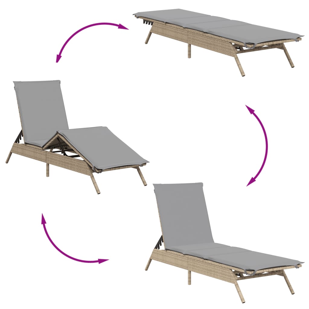 Ligbed met kussen poly rattan beige is nu te koop bij PeponiXL, paradijselijk wonen!