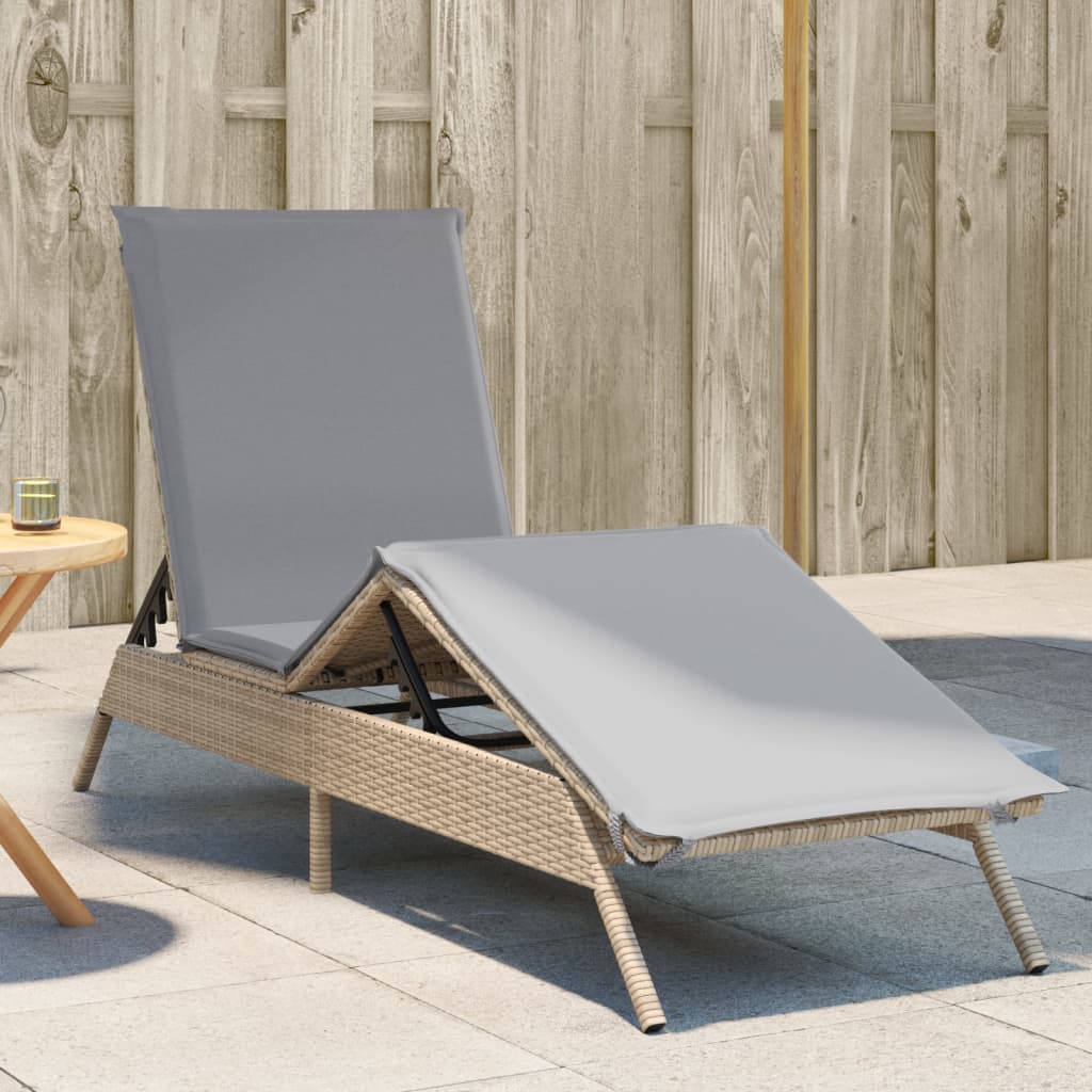 Ligbed met kussen poly rattan beige is nu te koop bij PeponiXL, paradijselijk wonen!