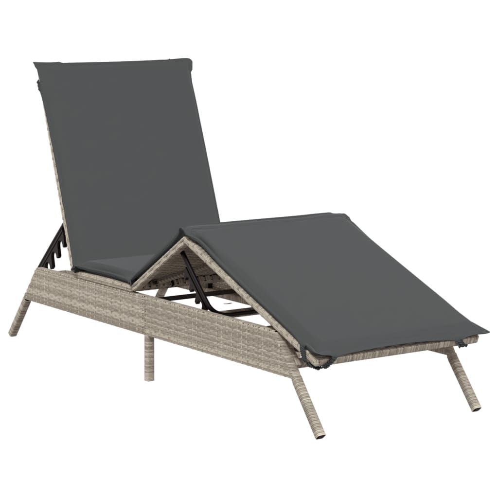 Ligbed met kussen poly rattan lichtgrijs is nu te koop bij PeponiXL, paradijselijk wonen!