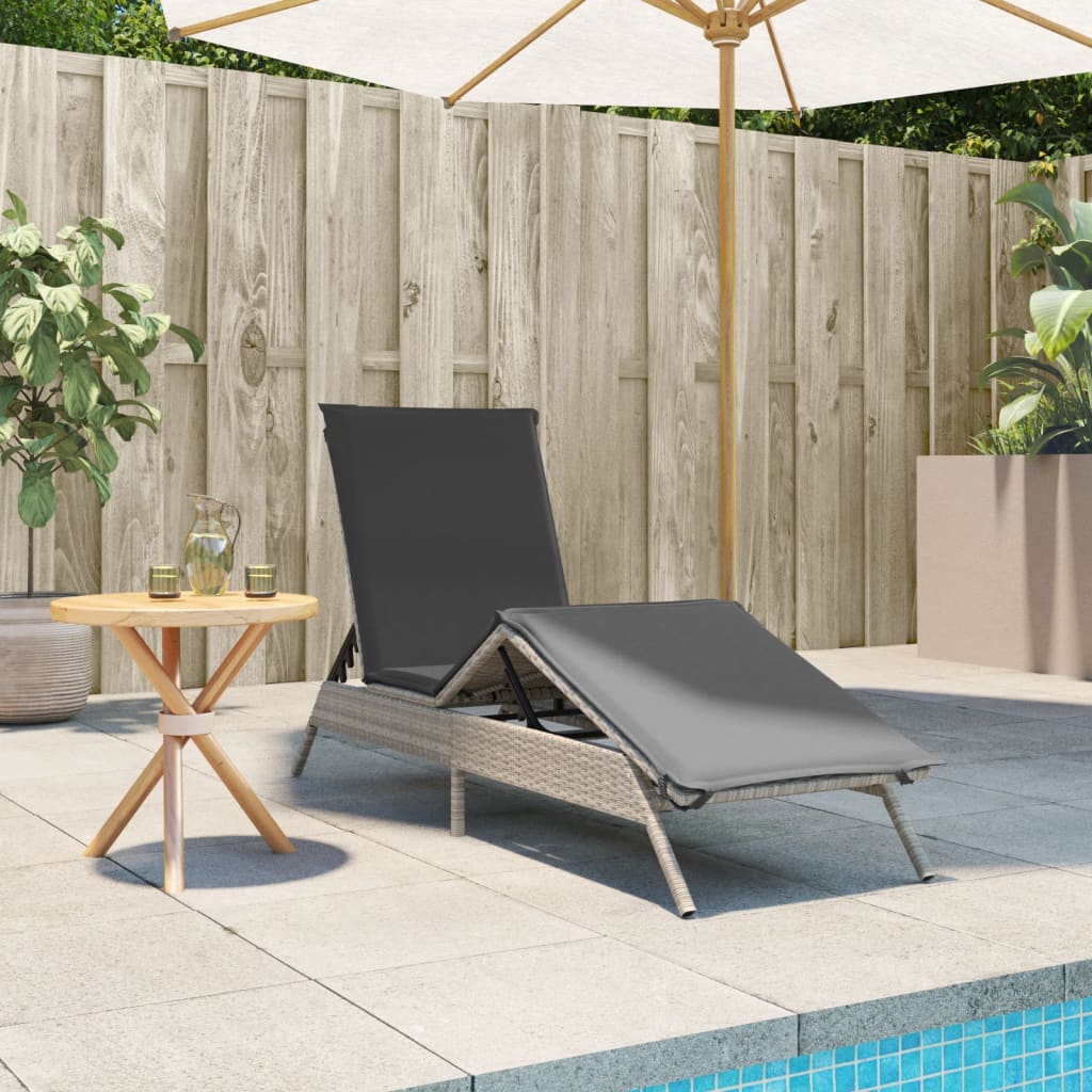 Ligbed met kussen poly rattan lichtgrijs is nu te koop bij PeponiXL, paradijselijk wonen!