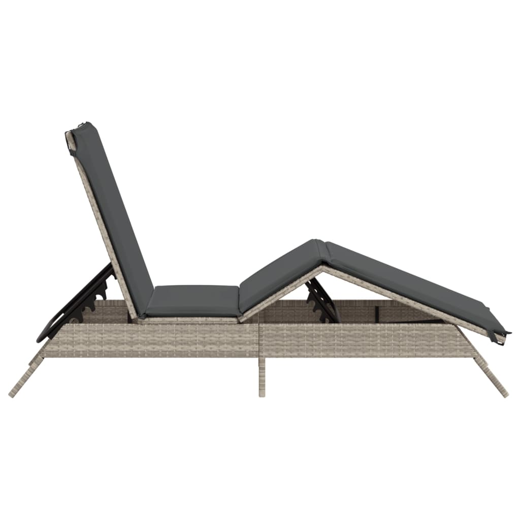 Ligbed met kussen poly rattan lichtgrijs is nu te koop bij PeponiXL, paradijselijk wonen!