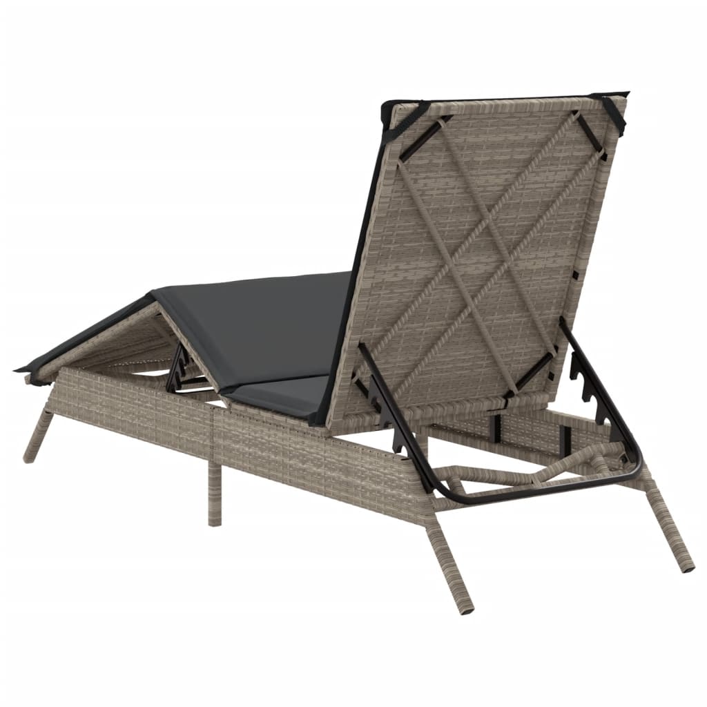 Ligbed met kussen poly rattan lichtgrijs is nu te koop bij PeponiXL, paradijselijk wonen!