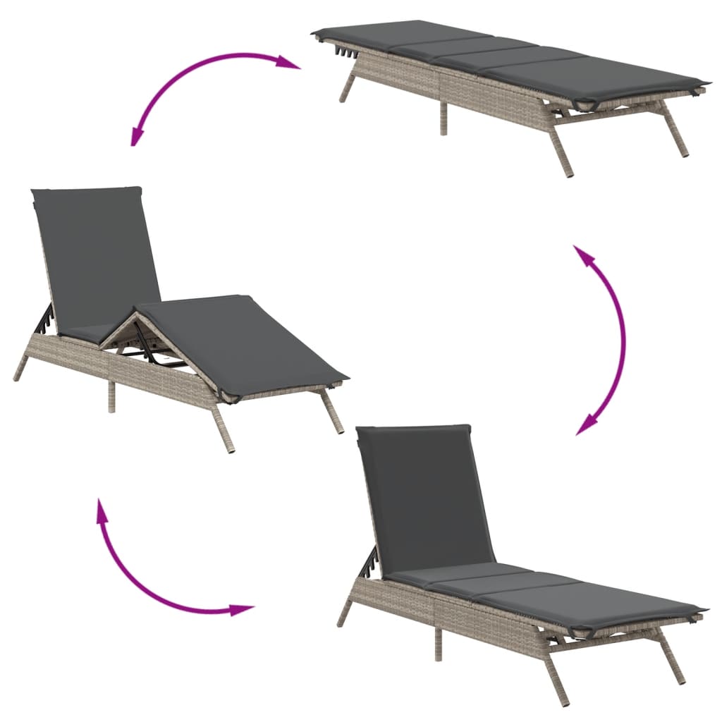 Ligbed met kussen poly rattan lichtgrijs is nu te koop bij PeponiXL, paradijselijk wonen!