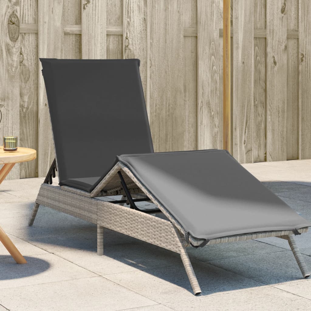 Ligbed met kussen poly rattan lichtgrijs is nu te koop bij PeponiXL, paradijselijk wonen!