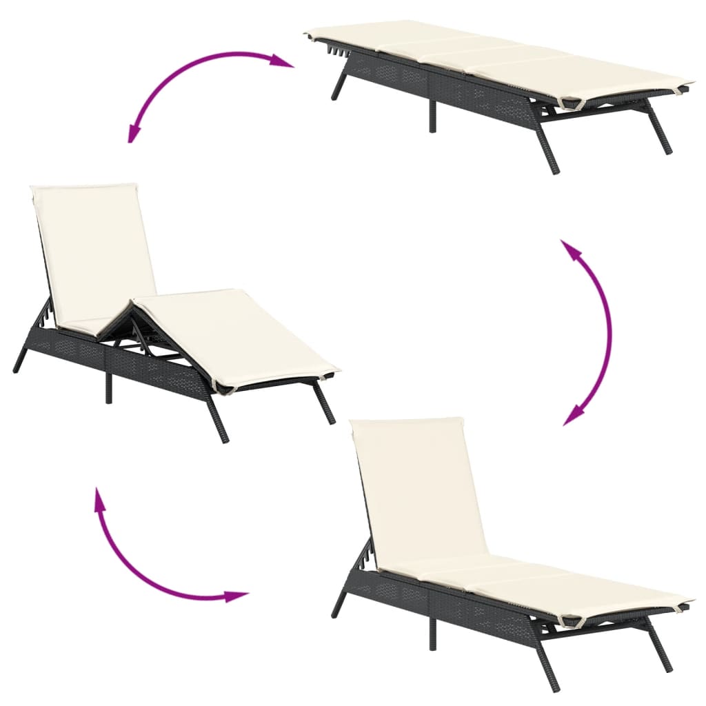 Ligbedden 2 st met tafel poly rattan zwart is nu te koop bij PeponiXL, paradijselijk wonen!