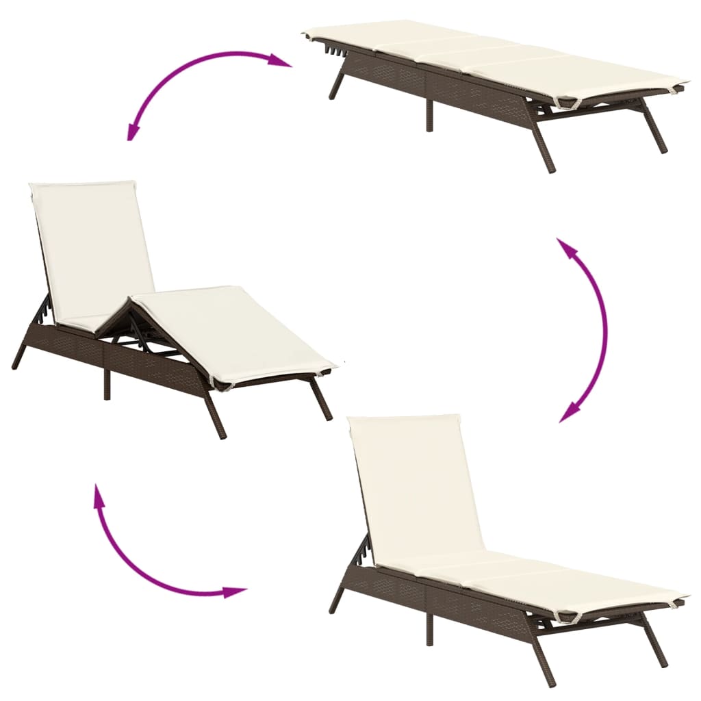 Ligstoelen 2 st met tafel poly rattan bruin is nu te koop bij PeponiXL, paradijselijk wonen!