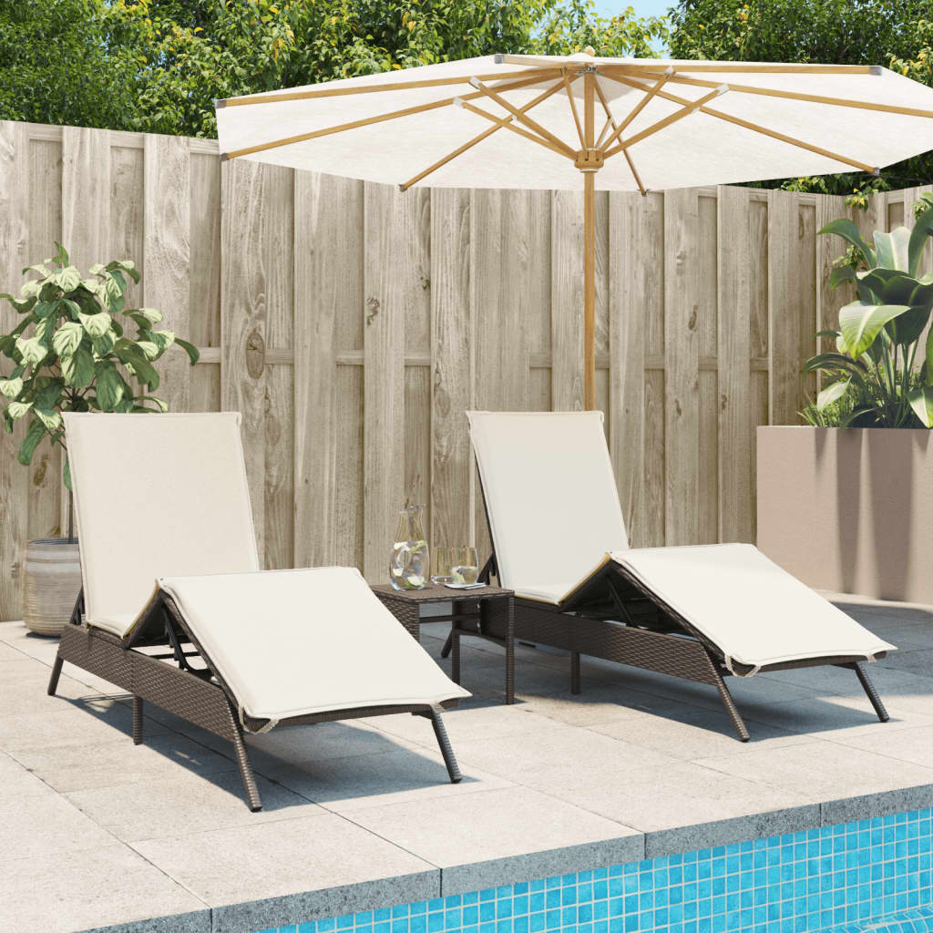 Ligstoelen 2 st met tafel poly rattan bruin is nu te koop bij PeponiXL, paradijselijk wonen!