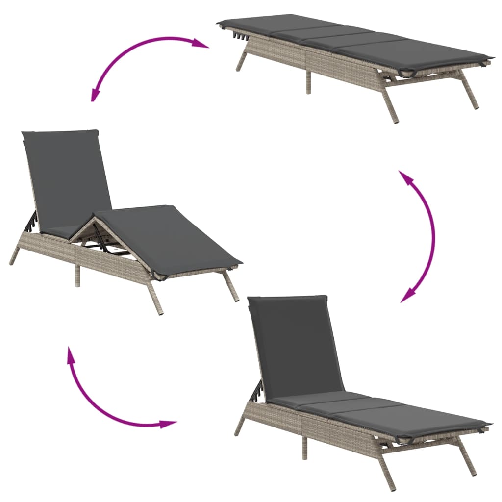 Ligbedden 2 st met tafel poly rattan lichtgrijs is nu te koop bij PeponiXL, paradijselijk wonen!