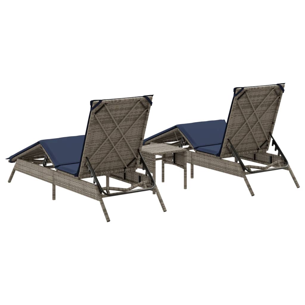 Ligbedden 2 st met tafel poly rattan grijs (alleen VS) is nu te koop bij PeponiXL, paradijselijk wonen!