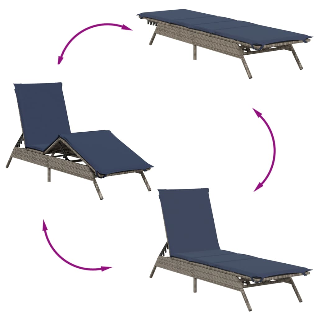 Ligbedden 2 st met tafel poly rattan grijs (alleen VS) is nu te koop bij PeponiXL, paradijselijk wonen!