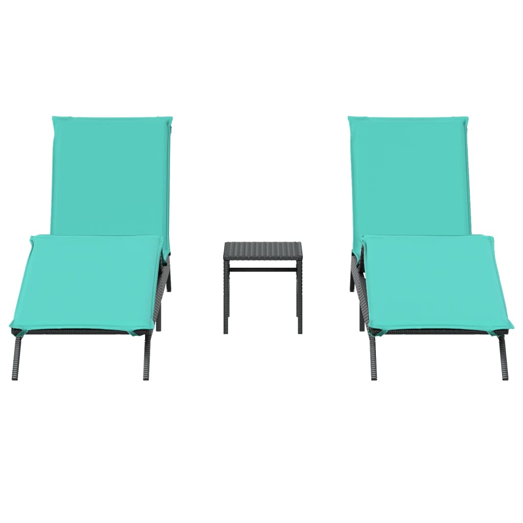 Ligbedden 2 st met tafel poly rattan zwart (alleen VS) is nu te koop bij PeponiXL, paradijselijk wonen!
