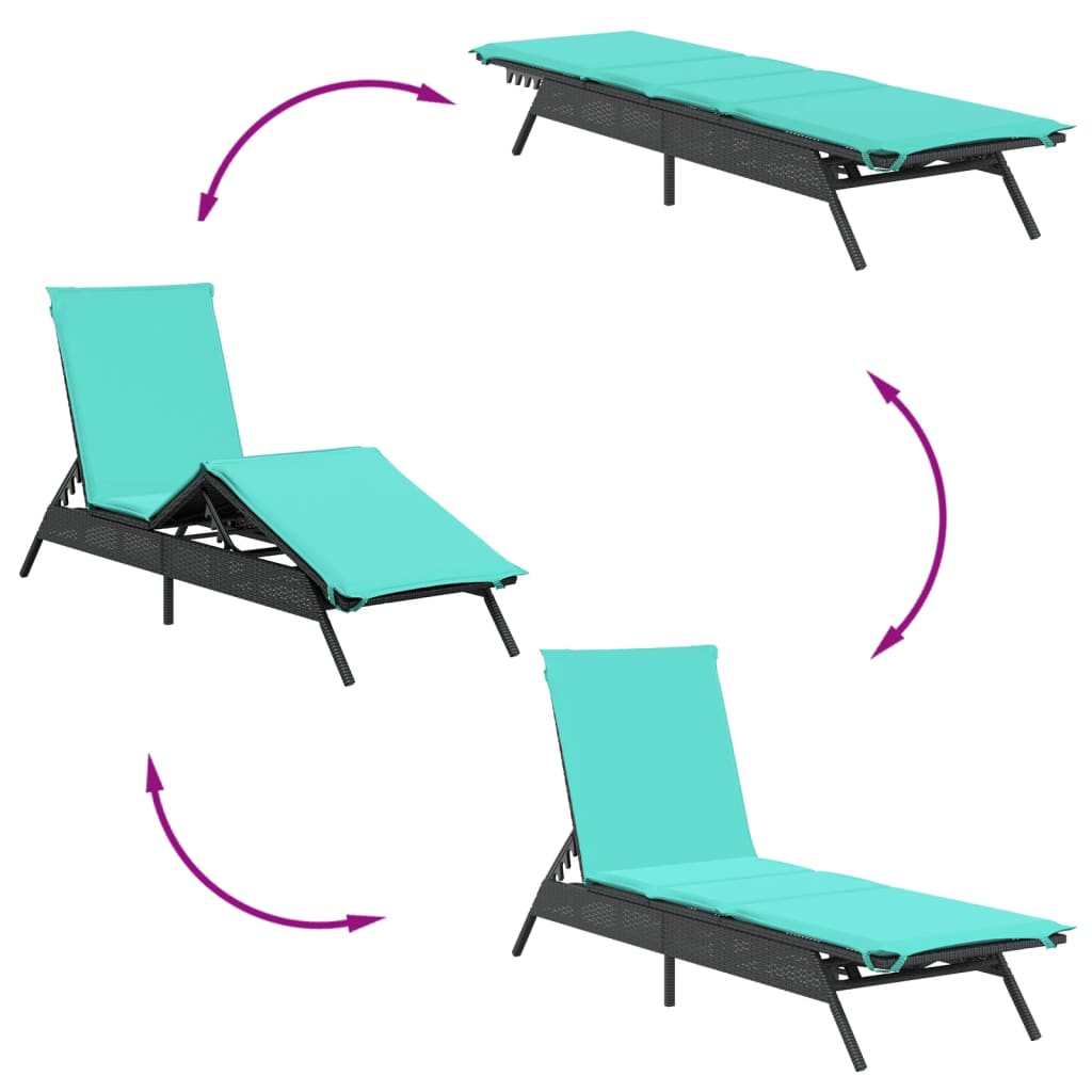 Ligbedden 2 st met tafel poly rattan zwart (alleen VS) is nu te koop bij PeponiXL, paradijselijk wonen!