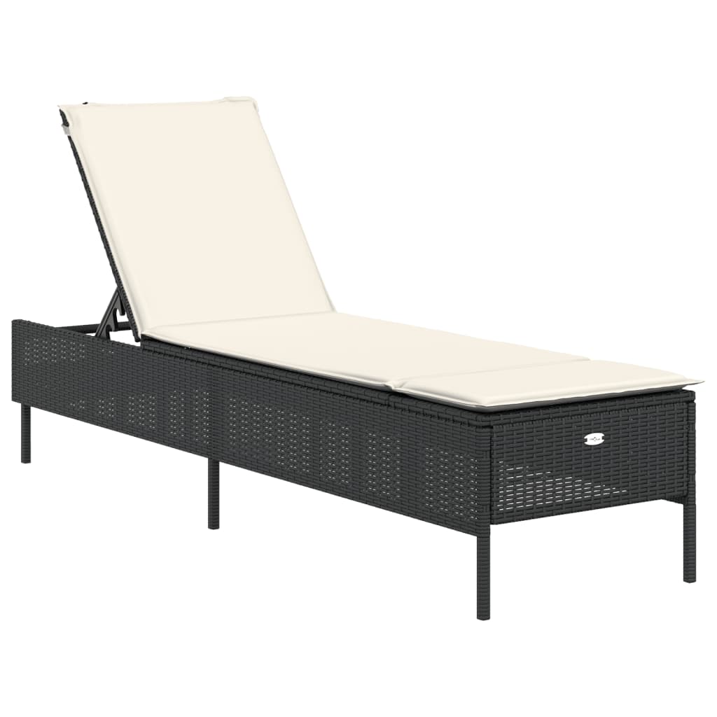 Ligbed met kussen poly rattan zwart is nu te koop bij PeponiXL, paradijselijk wonen!