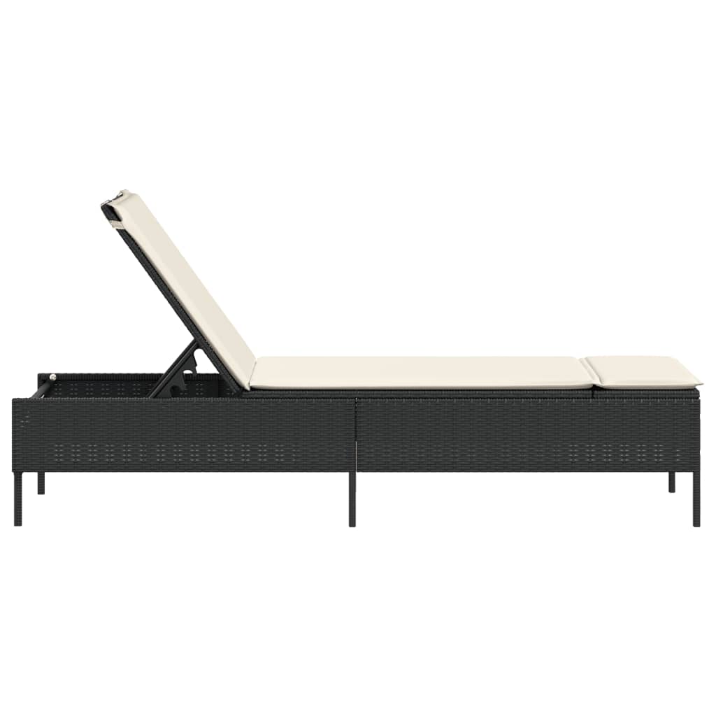 Ligbed met kussen poly rattan zwart is nu te koop bij PeponiXL, paradijselijk wonen!