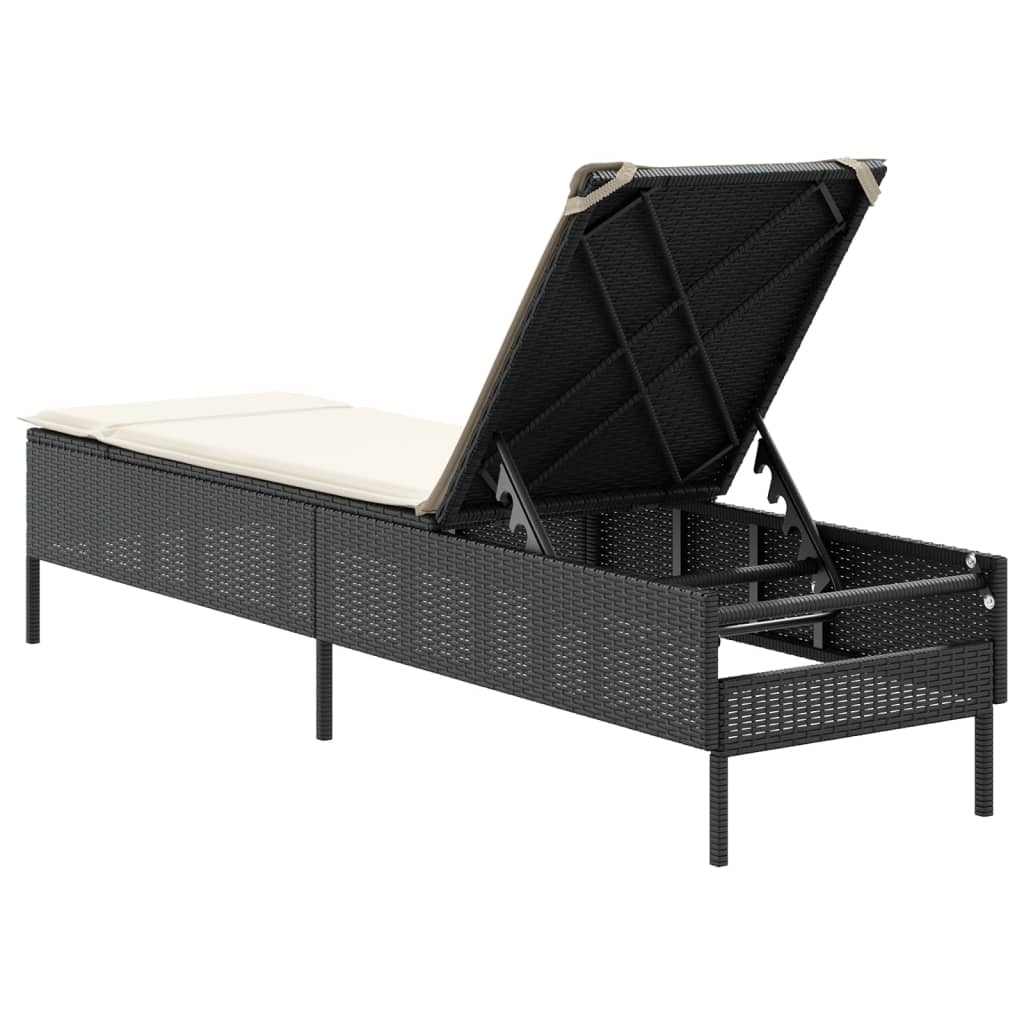 Ligbed met kussen poly rattan zwart is nu te koop bij PeponiXL, paradijselijk wonen!