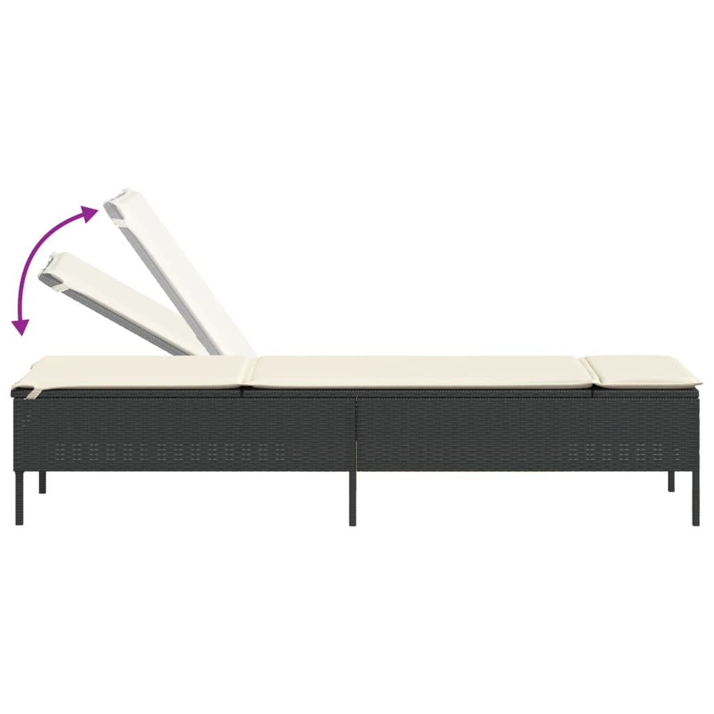 Ligbed met kussen poly rattan zwart is nu te koop bij PeponiXL, paradijselijk wonen!