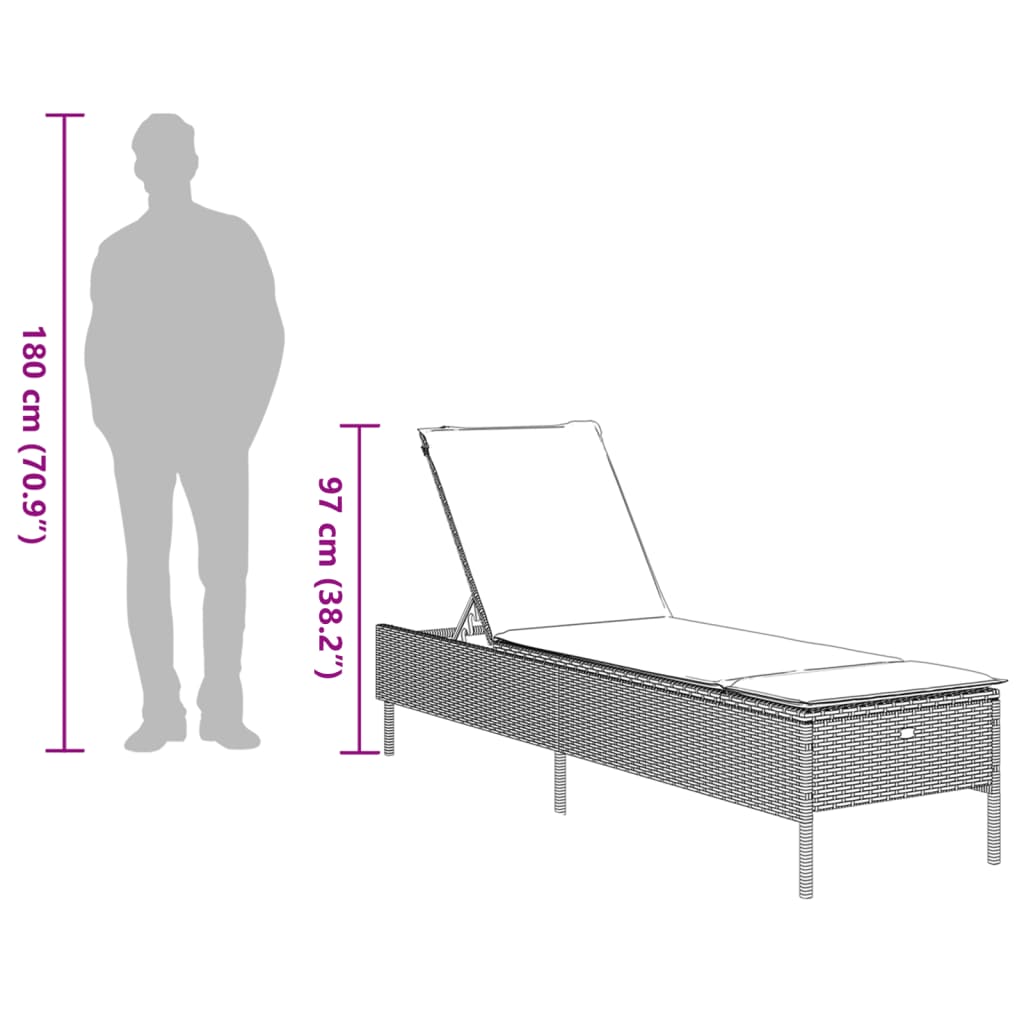 Ligbed met kussen poly rattan zwart is nu te koop bij PeponiXL, paradijselijk wonen!