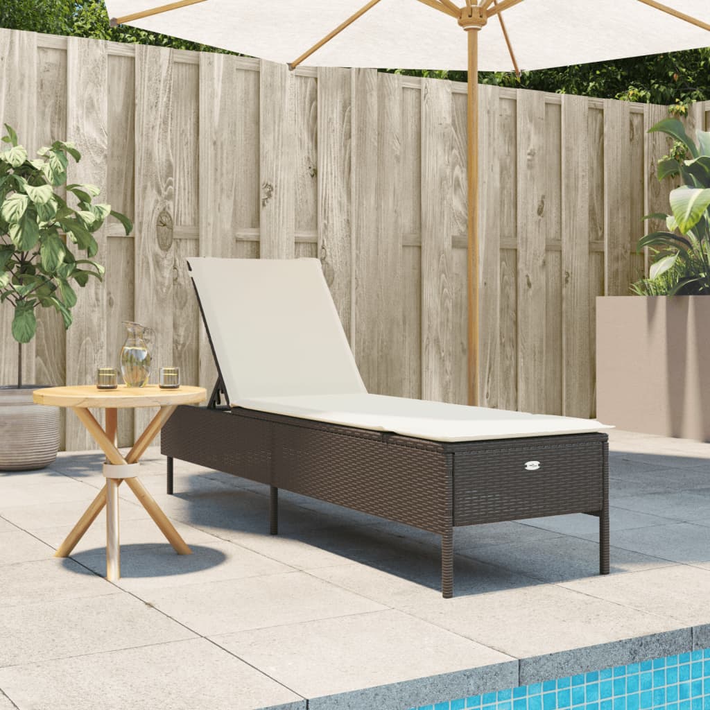 Ligbed met kussen poly rattan bruin is nu te koop bij PeponiXL, paradijselijk wonen!
