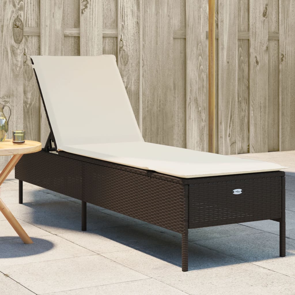 Ligbed met kussen poly rattan bruin is nu te koop bij PeponiXL, paradijselijk wonen!