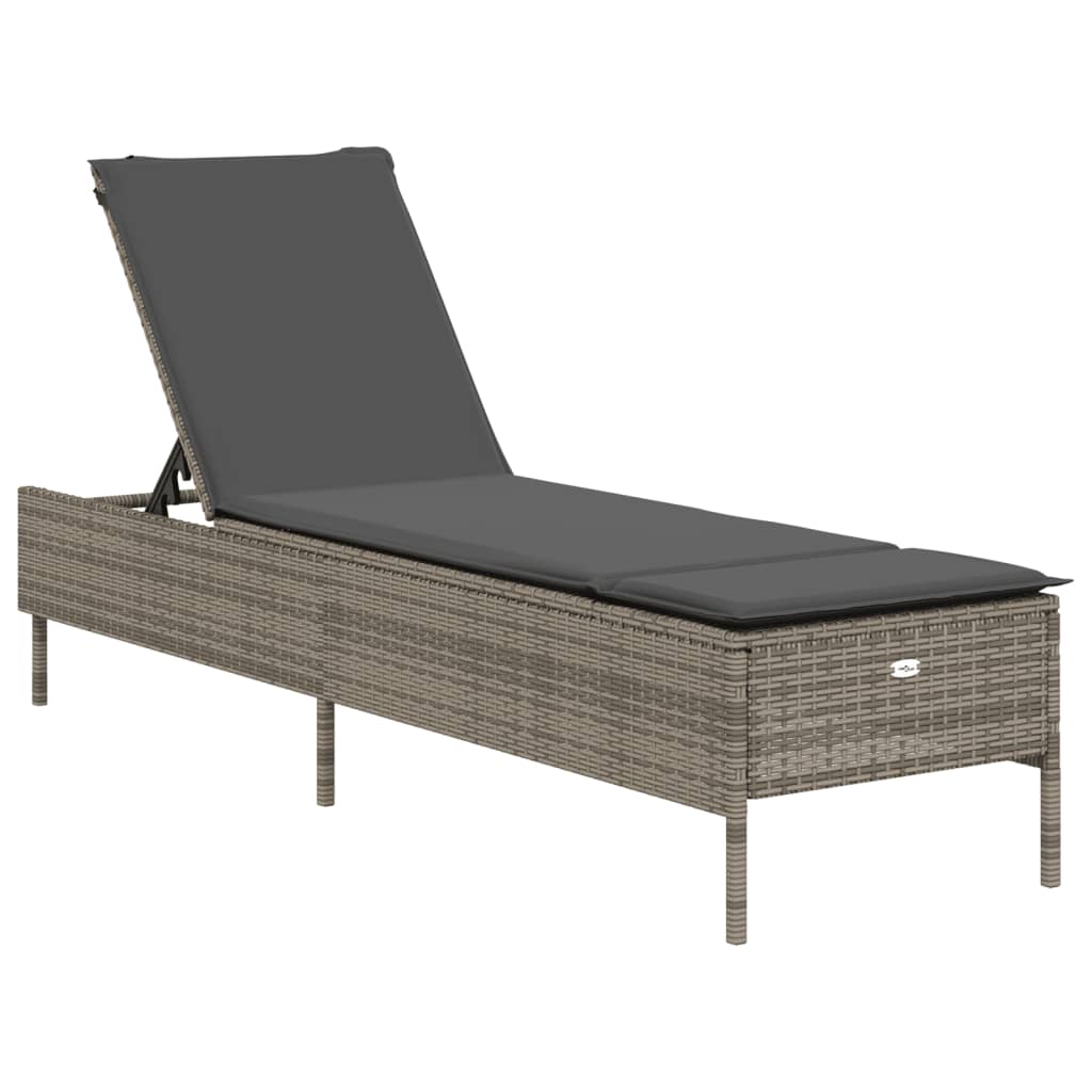 Ligbed met kussen poly rattan grijs is nu te koop bij PeponiXL, paradijselijk wonen!
