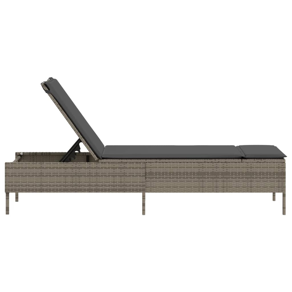 Ligbed met kussen poly rattan grijs is nu te koop bij PeponiXL, paradijselijk wonen!