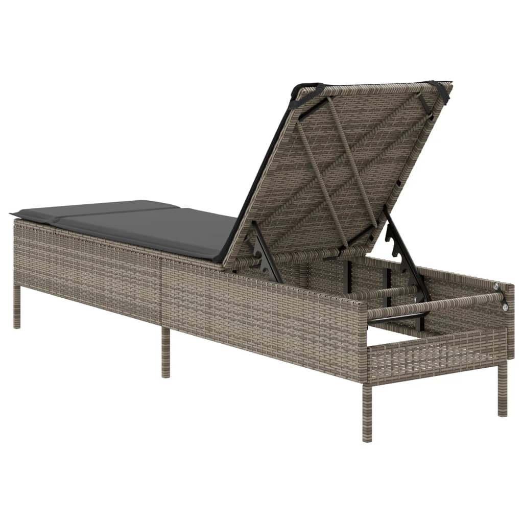 Ligbed met kussen poly rattan grijs is nu te koop bij PeponiXL, paradijselijk wonen!