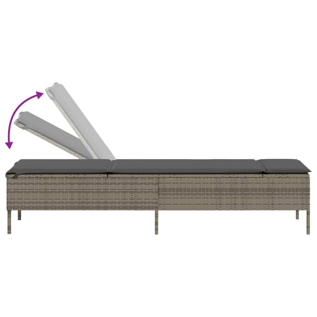 Ligbed met kussen poly rattan grijs is nu te koop bij PeponiXL, paradijselijk wonen!