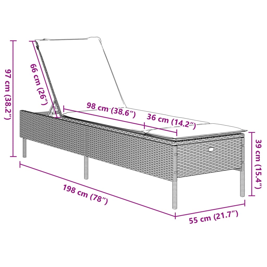 Ligbed met kussen poly rattan grijs is nu te koop bij PeponiXL, paradijselijk wonen!