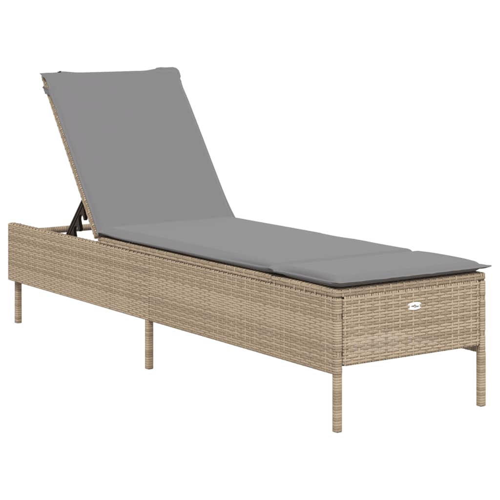 Ligbed met kussen poly rattan beige is nu te koop bij PeponiXL, paradijselijk wonen!